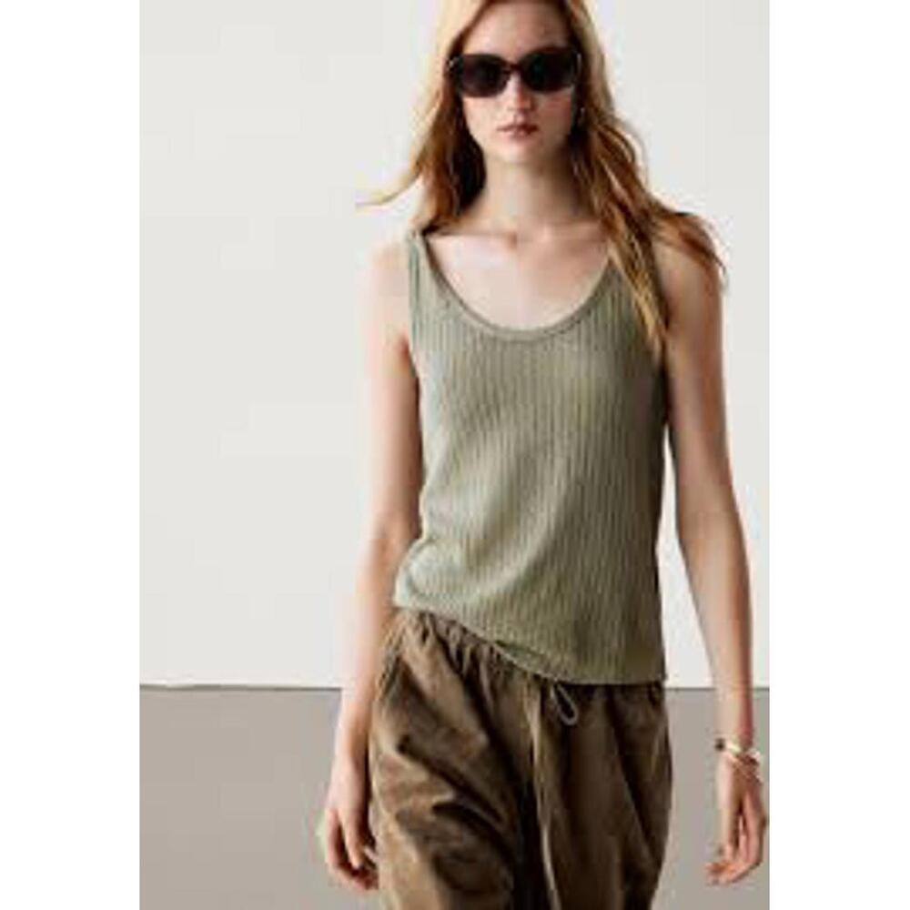 (6203) Massimo Dutti‎ Textured Tank Top 94 % Cotton - Medium